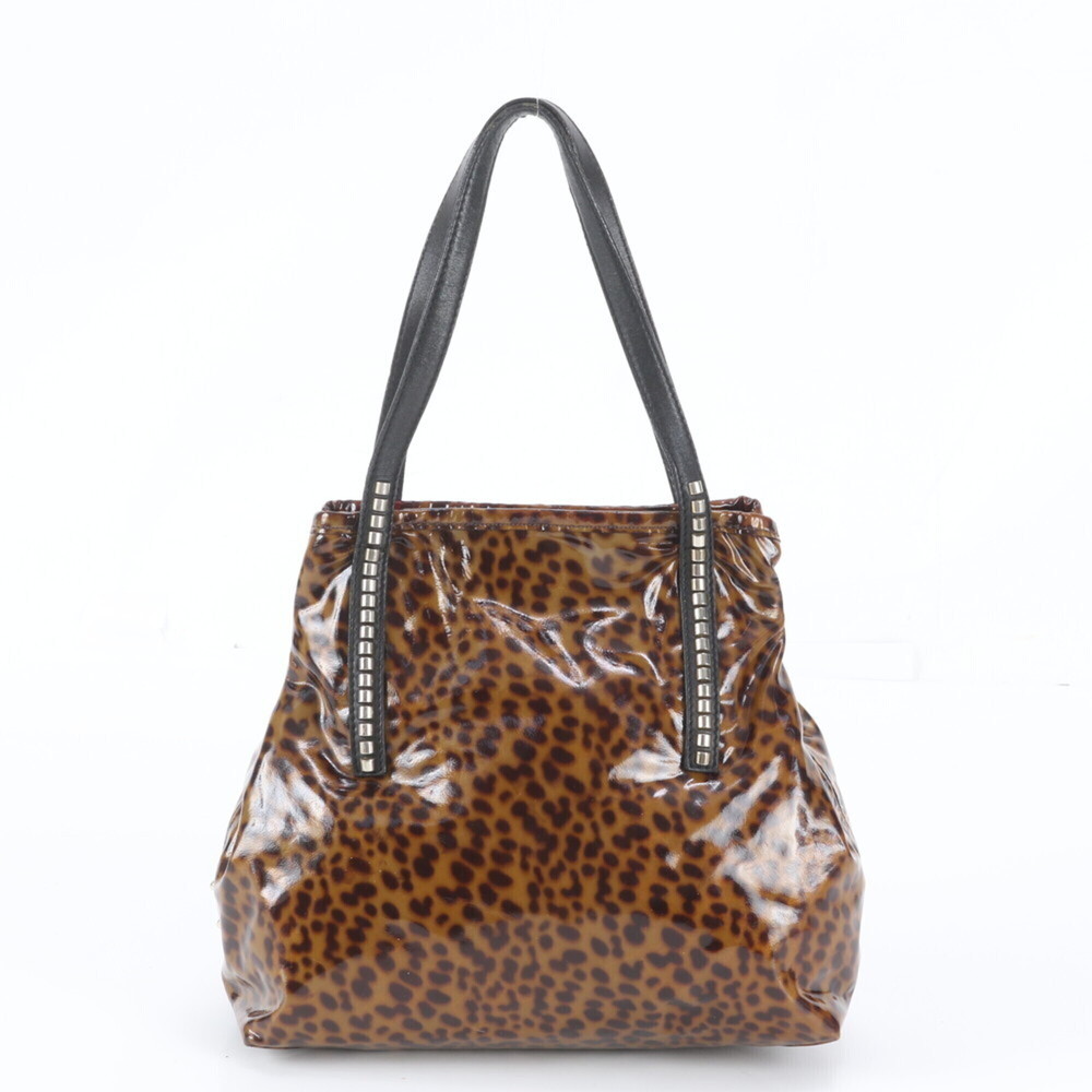 Jimmy Choo Leopard Print Animal Leather Tote Bag Shoulder Handbag for Women